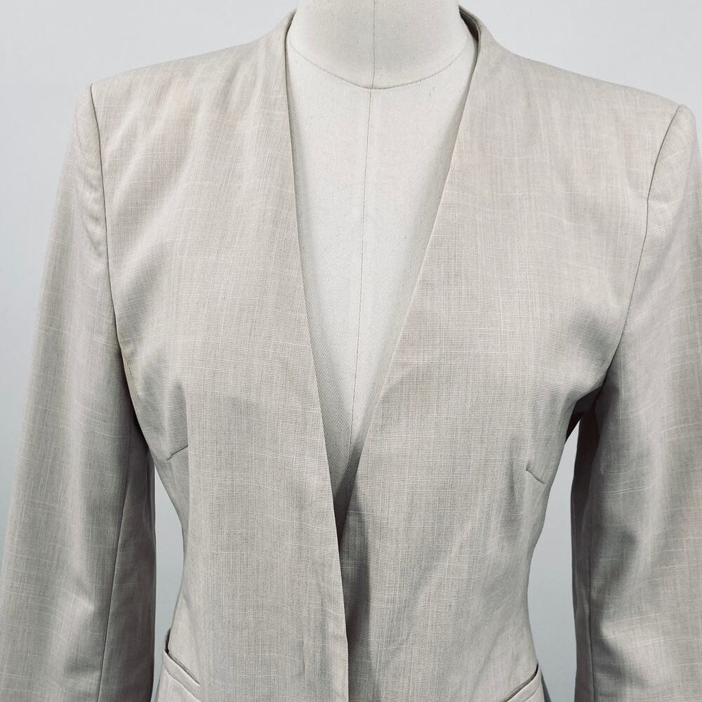 Zara Basic Blazer Single Button Collarless Woven … - image 4